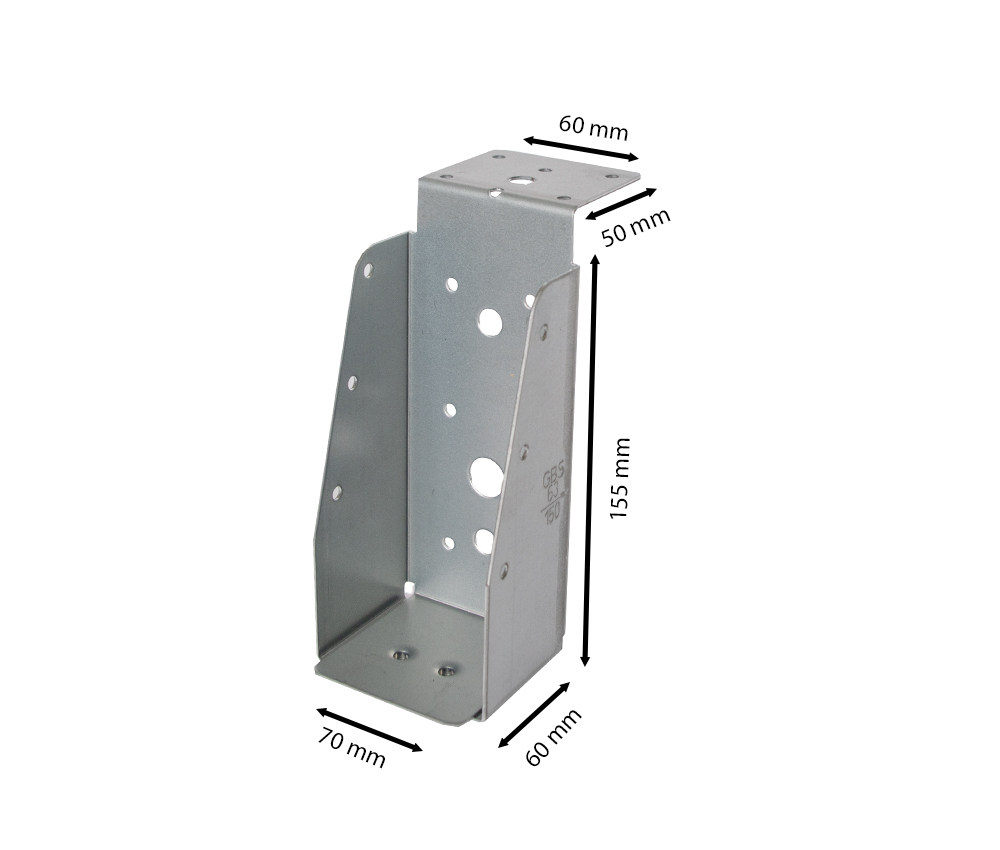 Balkdrager Zwaar met lip Verzinkt voor 6.3 x 15 cm Balken - Per Stuk, foto 2 van 4