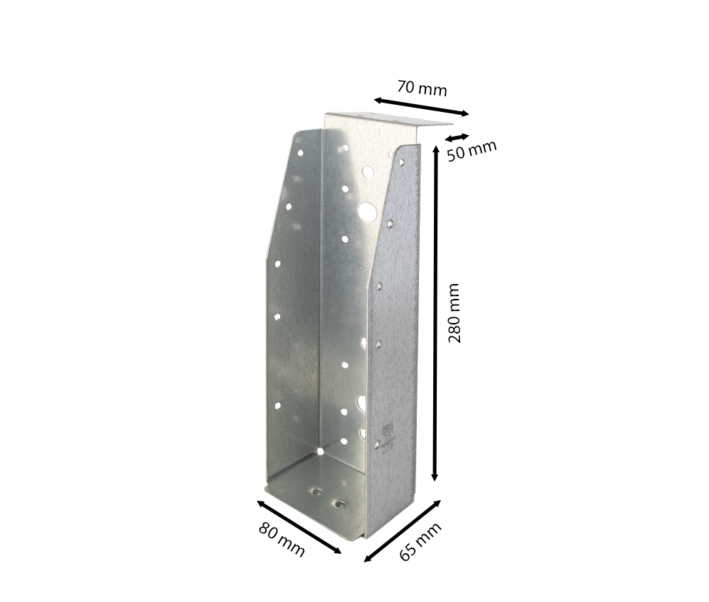 Balkdrager Zwaar met lip Verzinkt voor 7.5 x 27.5 cm Balken - Per Stuk, foto 2 van 4