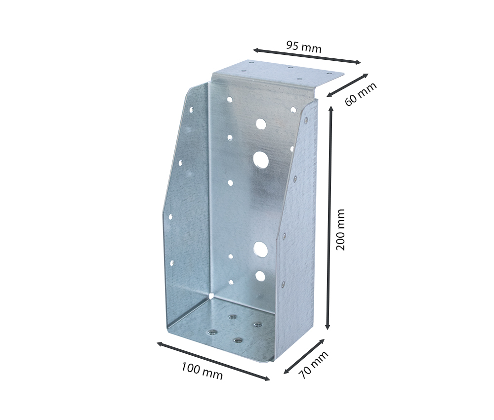 Balkdrager Zwaar met lip Verzinkt voor 9.5 x 19.5 cm Balken - Per Stuk, foto 2 van 4