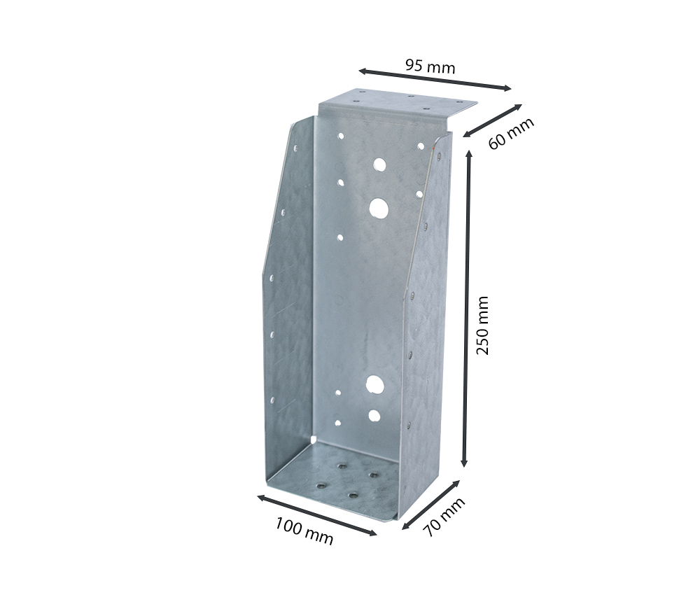 Balkdrager Zwaar met lip Verzinkt voor 9.5 x 24.5 cm Balken - Per Stuk, foto 2 van 4