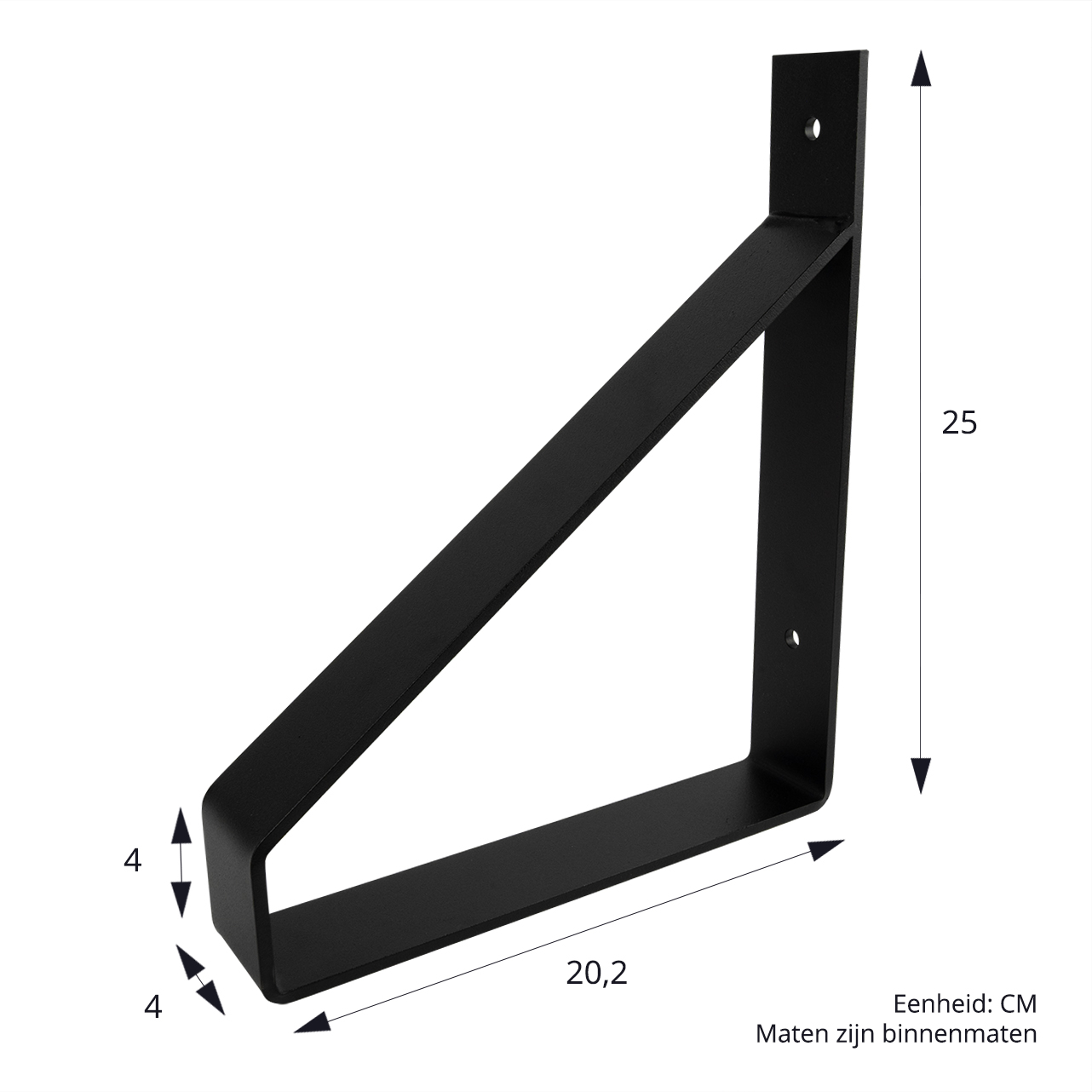 Plankdrager Zwart Industrieel 20 x 25 cm - T1 - Set 2 Stuks, foto 5 van 6