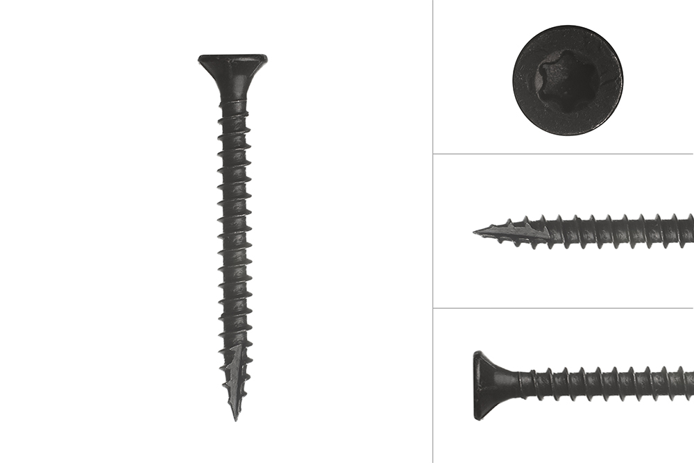 Zwarte Schroeven Verzinkt 4 x 40 mm Torx 20 met Snijpunt - 100 Stuks