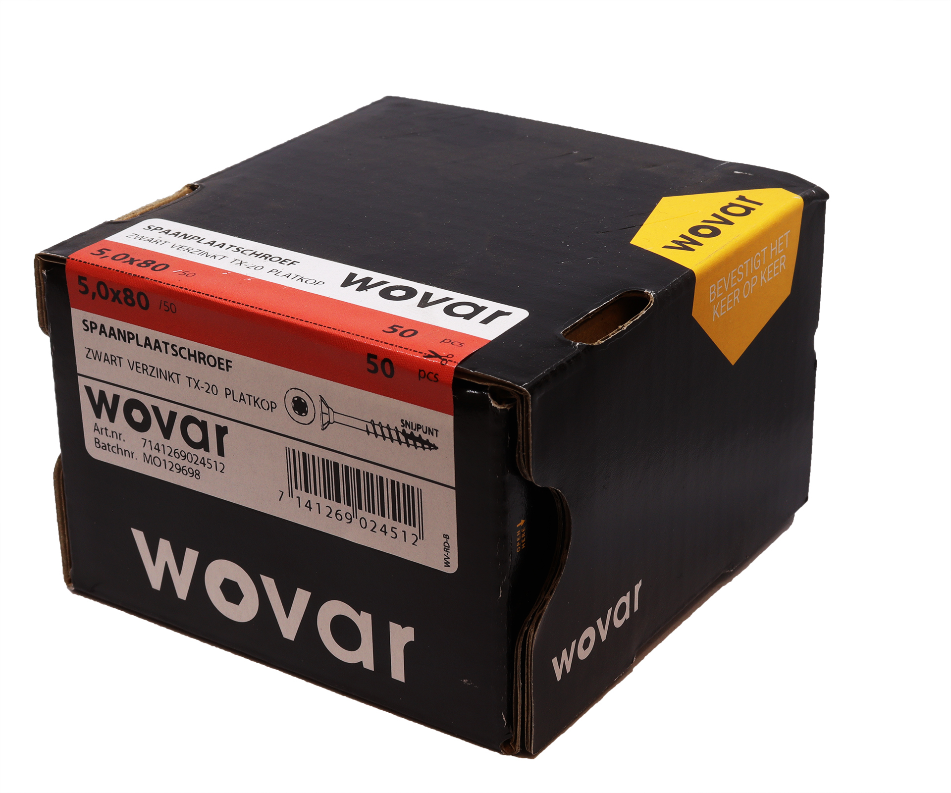 Zwarte Schroeven Verzinkt 5 x 80 mm Torx 20 met Snijpunt - 50 Stuks, foto 2 van 2