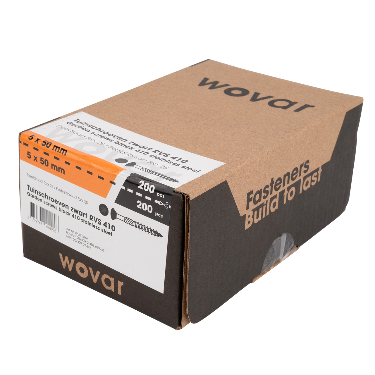 Potdekselschroeven Zwart RVS 410 5 x 50 mm Torx 25 Deeldraad - Doos 200 Stuks, foto 3 van 4