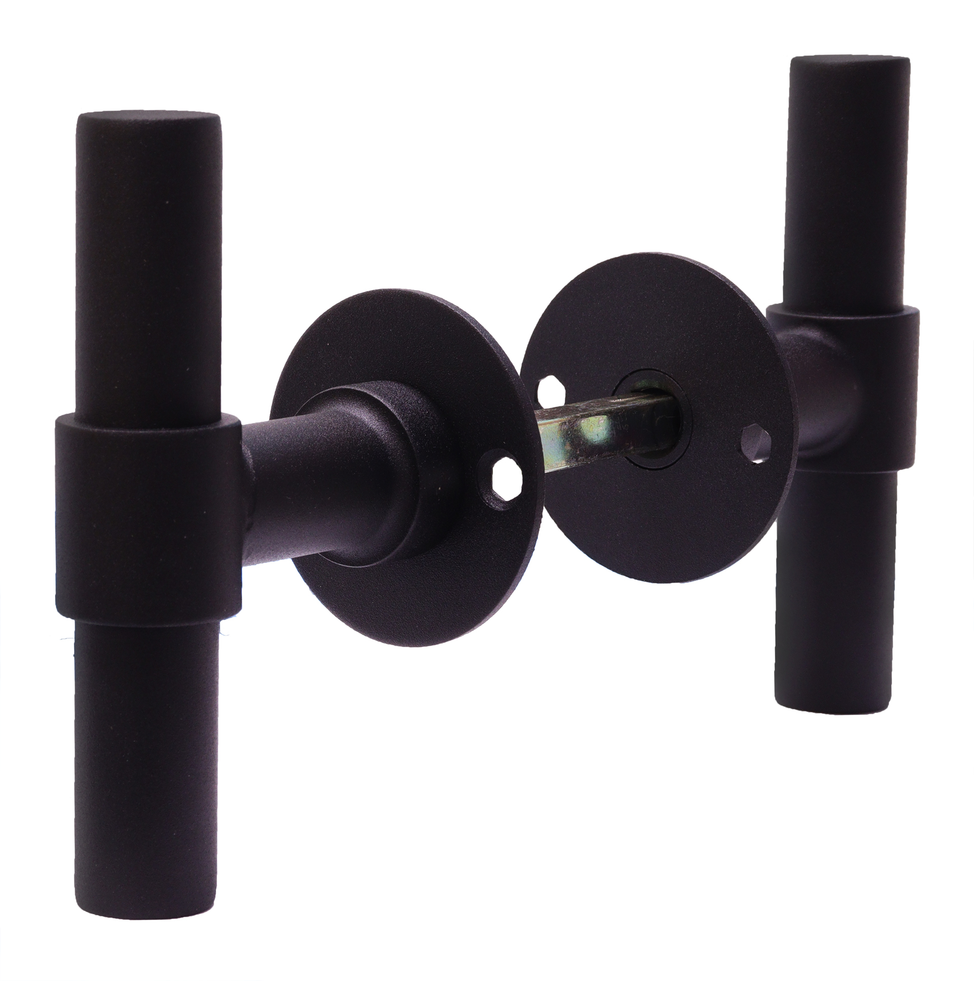 Deurklink zwart T-model met rozet en cilinderplaatjes - Per set, foto 2 van 6