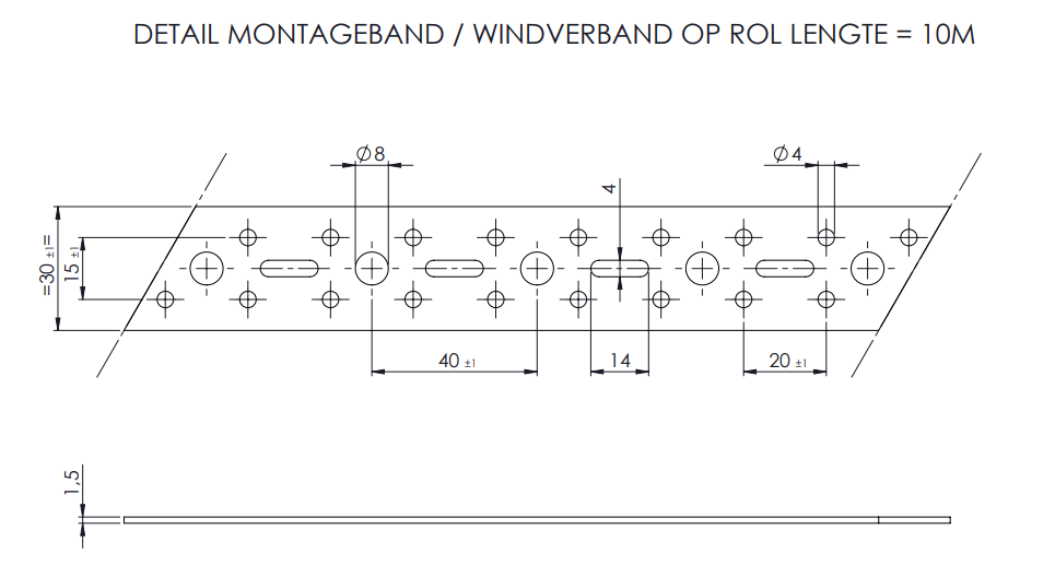Montageband Verzinkt 30 x 1.5 mm - Rol 10 Meter, foto 4 van 4