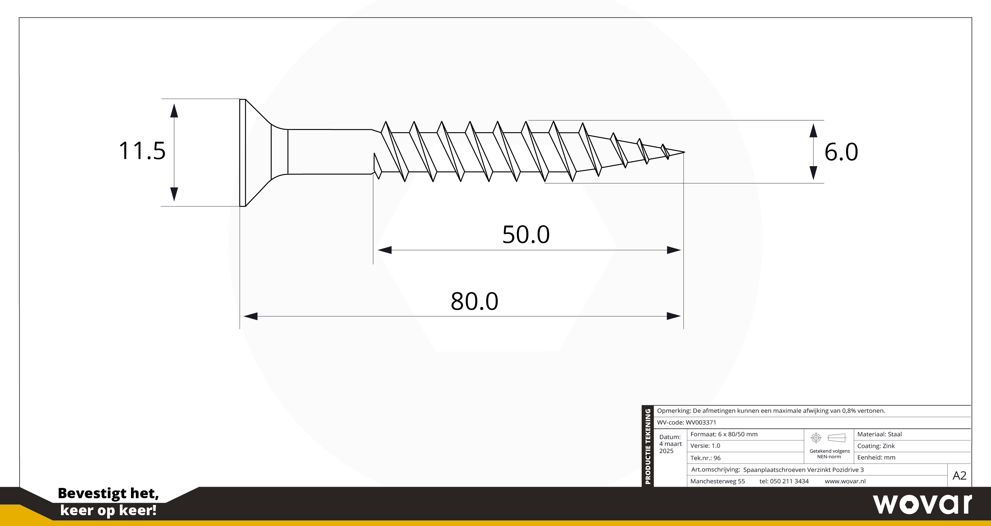 Spaanplaatschroeven Verzinkt 6 x 80 mm Pozidrive Deeldraad - Doos 100 Stuks, foto 3 van 3