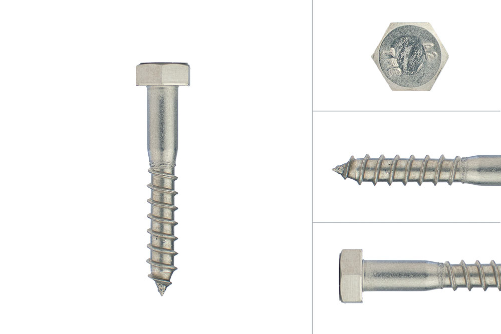 Houtdraadbouten RVS M10 x 50 mm - Doos 100 stuks
