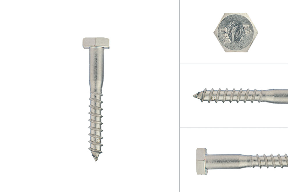 Houtdraadbouten RVS M10 x 70 mm - Doos 100 stuks