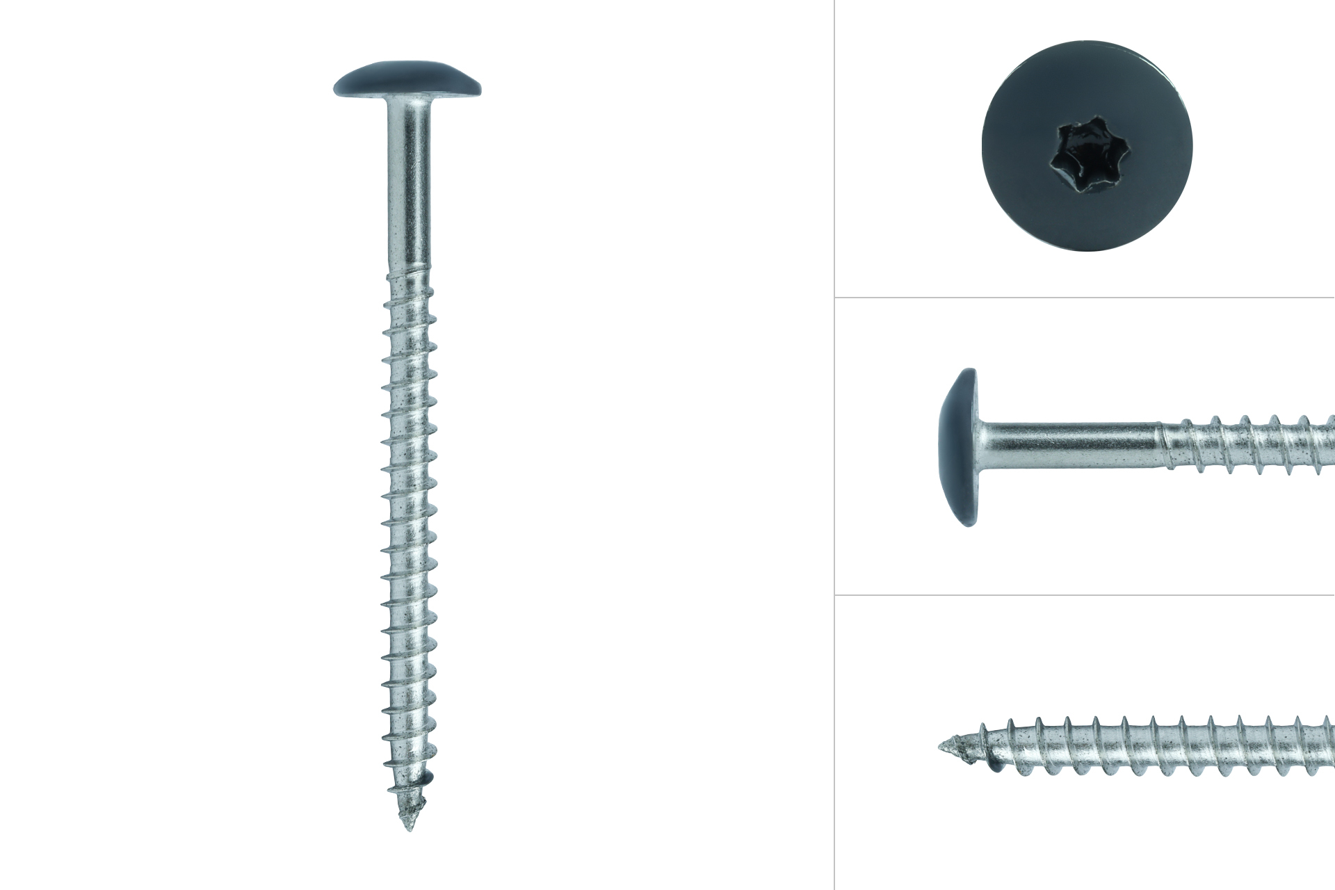 Kleurkopschroeven Antraciet rvs 4.8 x 38 mm - Doos 100 Stuks