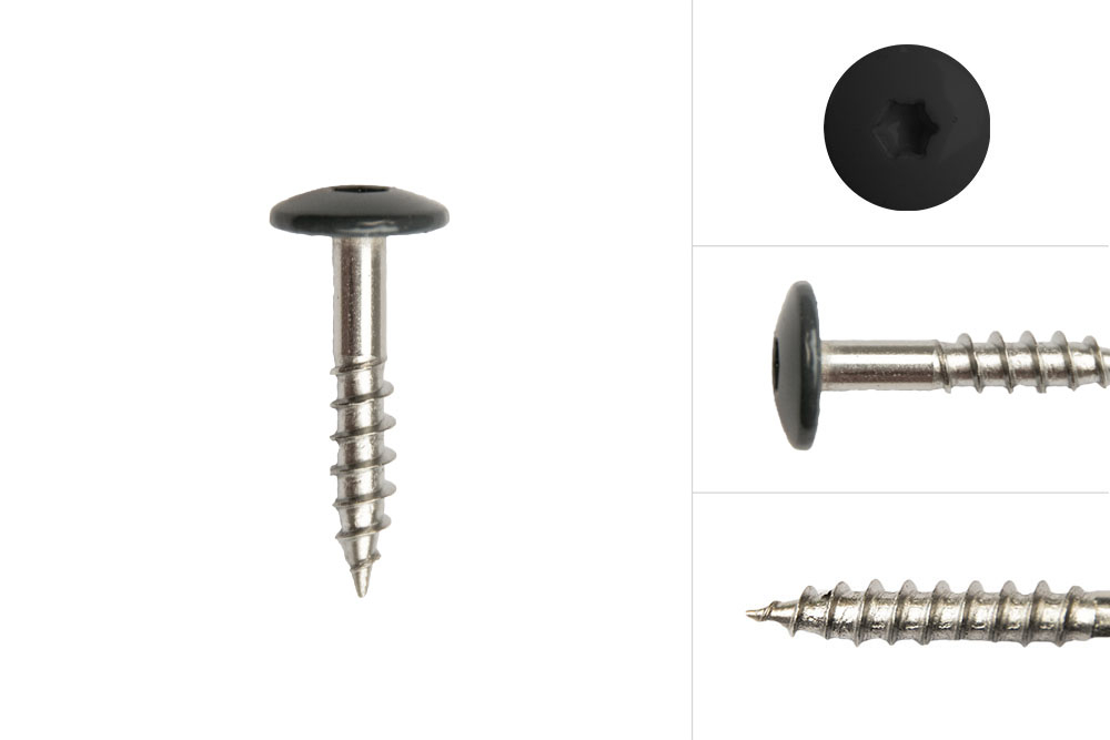 Kleurkopschroeven Zwart rvs 4.8 x 25 mm - Doos 100 Stuks