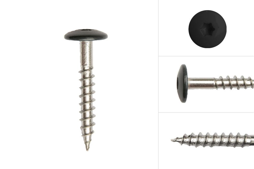 Kleurkopschroeven Zwart rvs 4.8 x 32 mm - Doos 100 Stuks