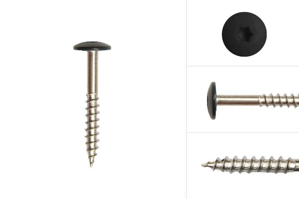 Kleurkopschroeven Zwart rvs 4.8 x 38 mm - Doos 100 Stuks