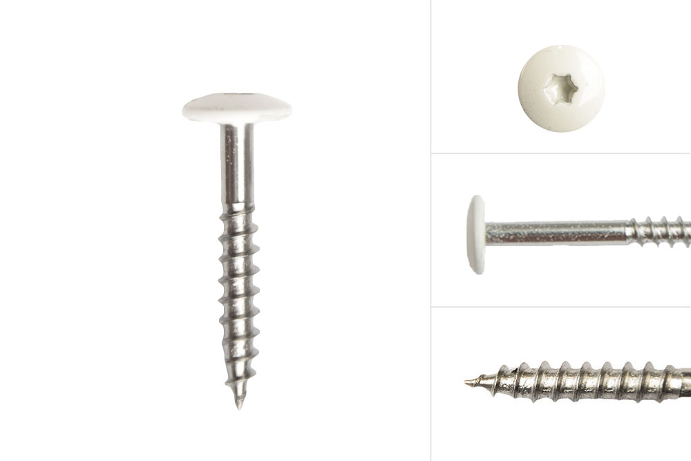 Kleurkopschroeven Wit rvs 4.8 x 32 mm - Doos 100 Stuks