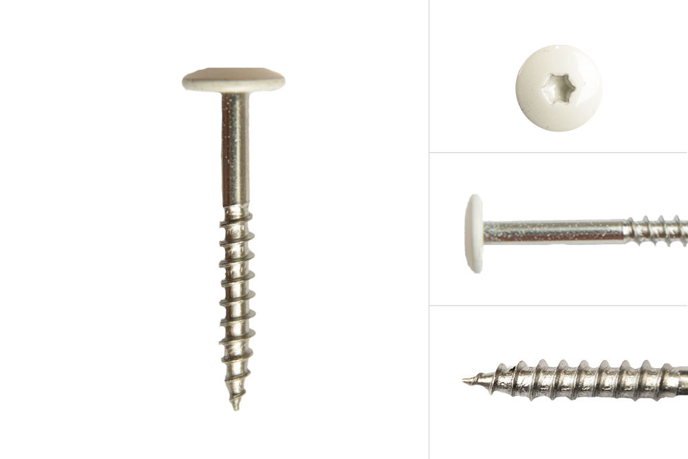 Kleurkopschroeven Wit rvs 4.8 x 38 mm - Doos 100 Stuks