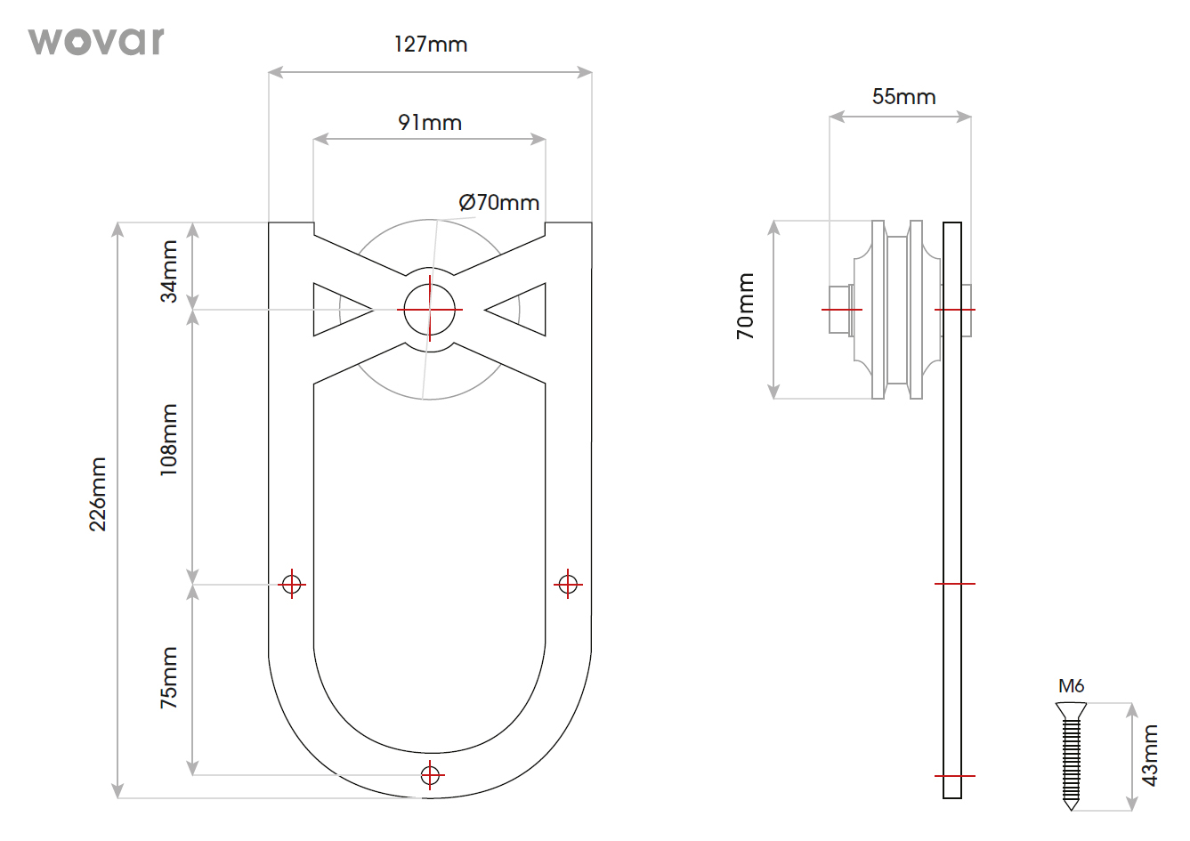 Zwart Schuifdeursysteem met Rails - Hoefijzer Model Compleet 200 cm - Per Set, foto 4 van 6