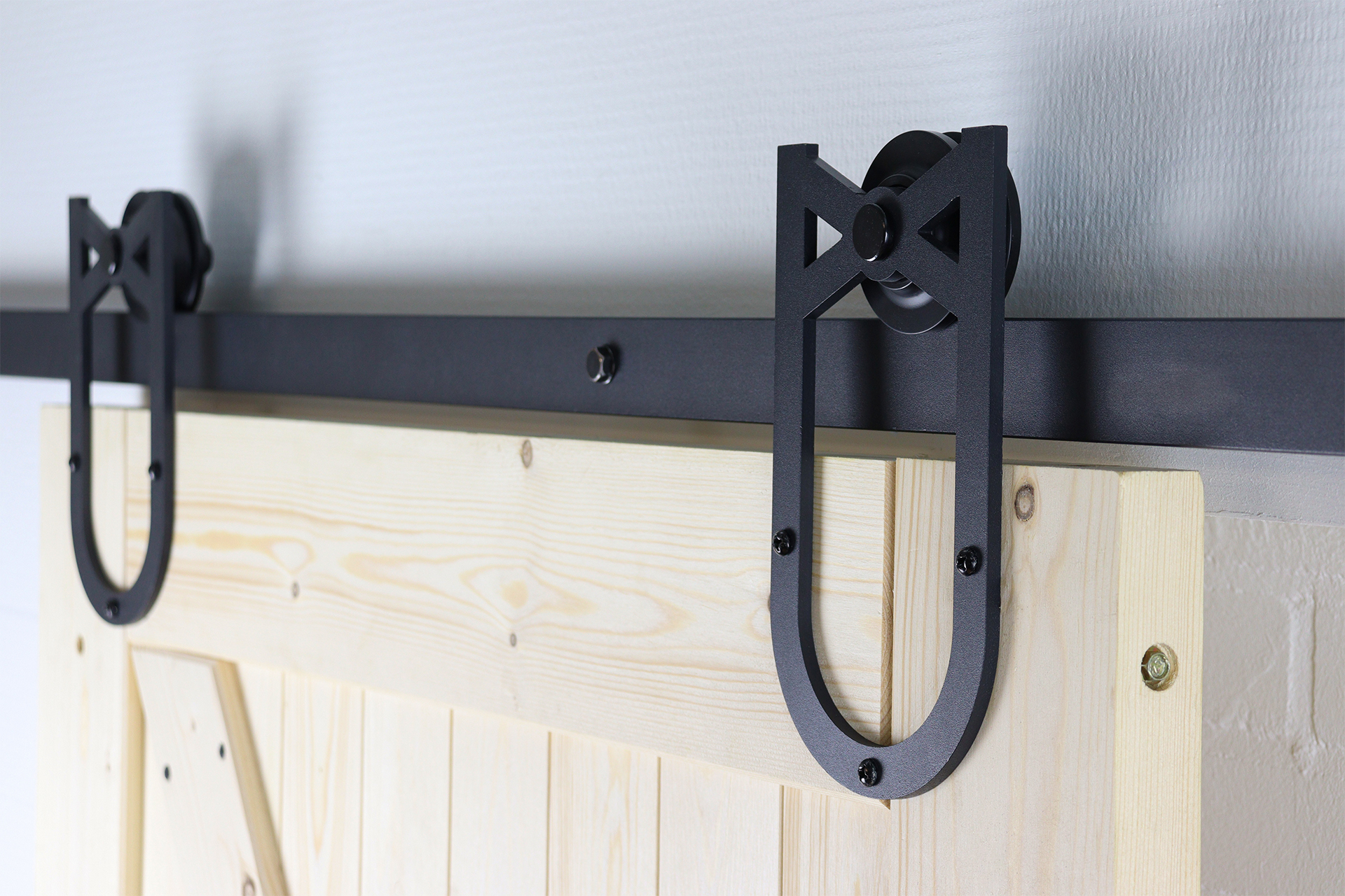 Zwart Schuifdeursysteem met Rails - Hoefijzer Model Compleet 200 cm - Per Set
