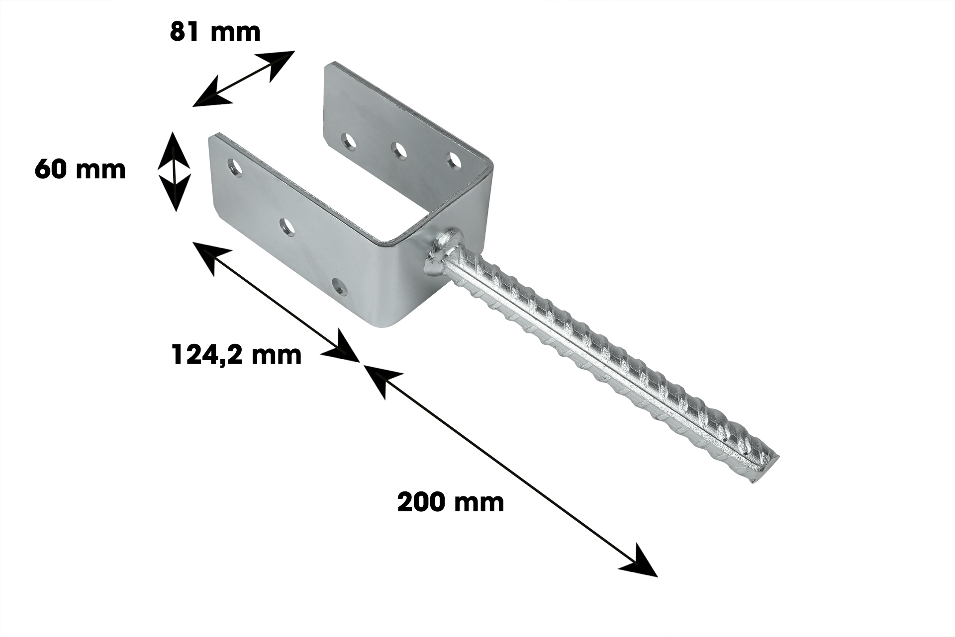 Instortanker voor 8 x 8 cm Palen U-anker - Per Stuk, foto 2 van 2