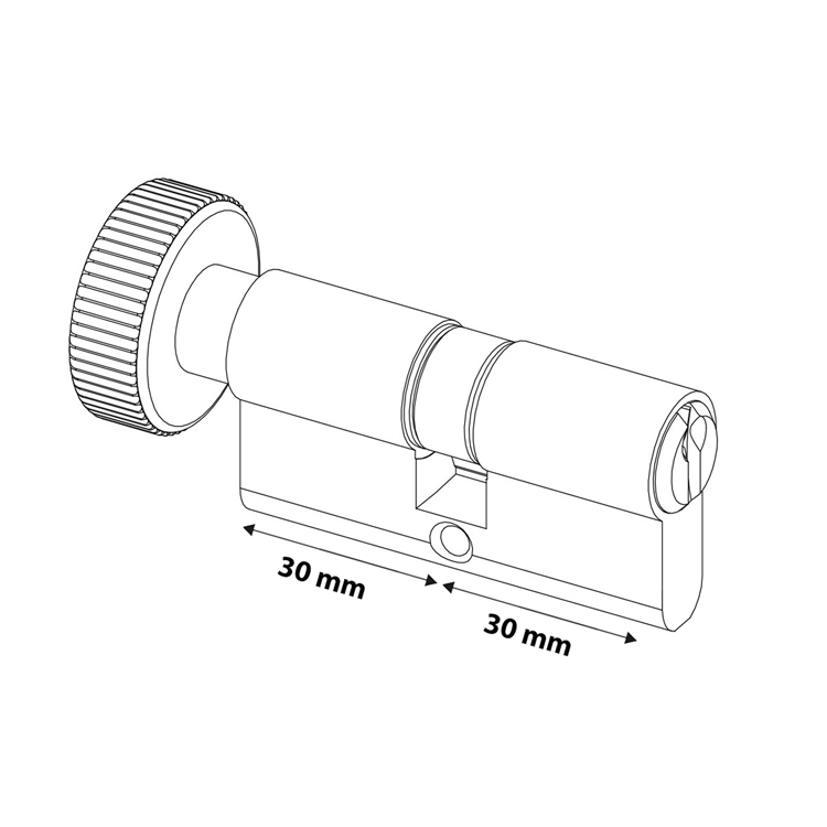 Cilinderslot SKG** 30 - 30 mm met Knop - Per Stuk, foto 2 van 2