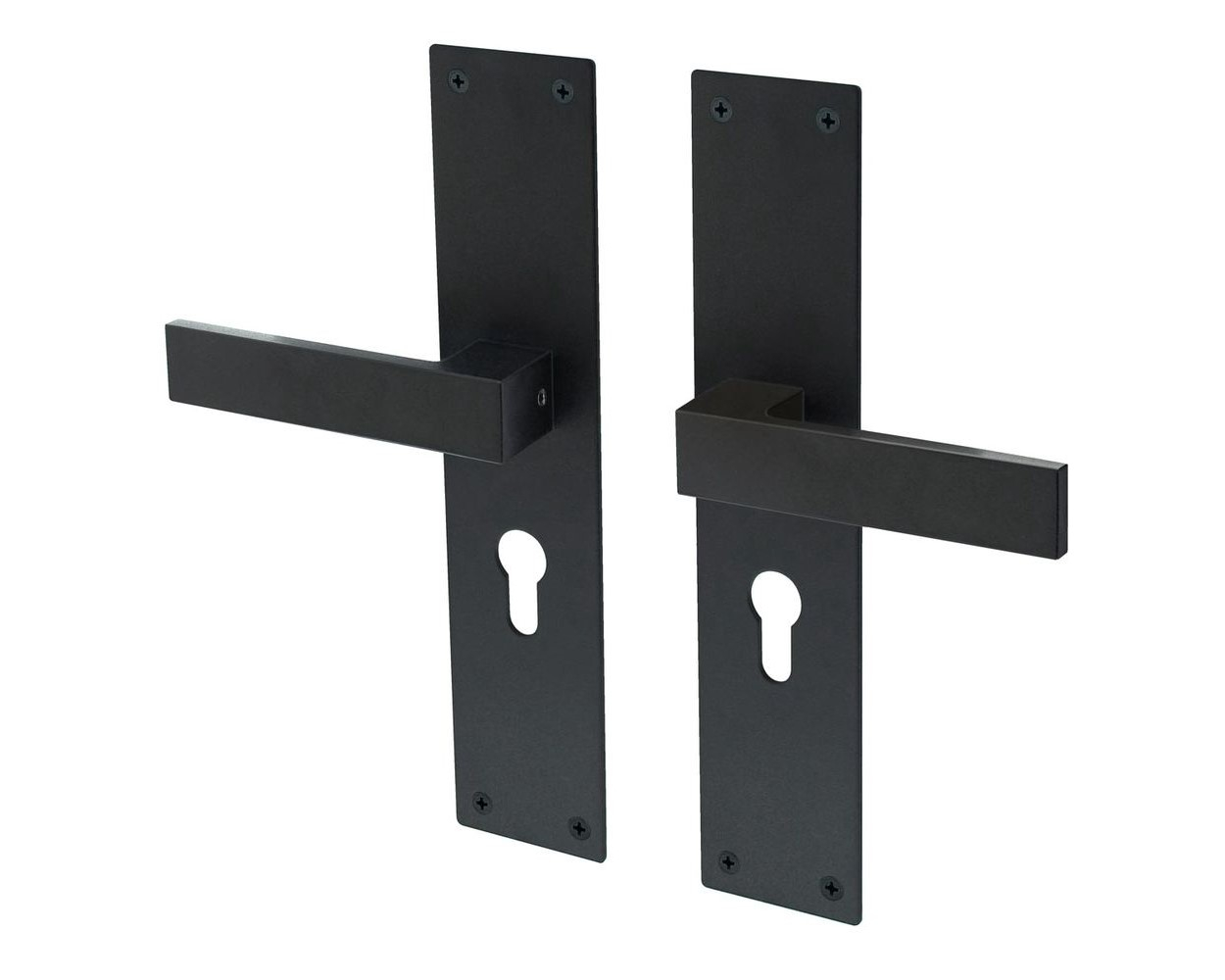 Lavuzo deurkruk Trapini Zwart - Deurklink op schild PC55 - Per set