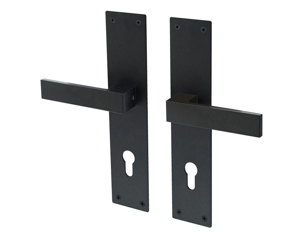 Lavuzo deurkruk Trapini Zwart - Deurklink op schild PC72 - Per set