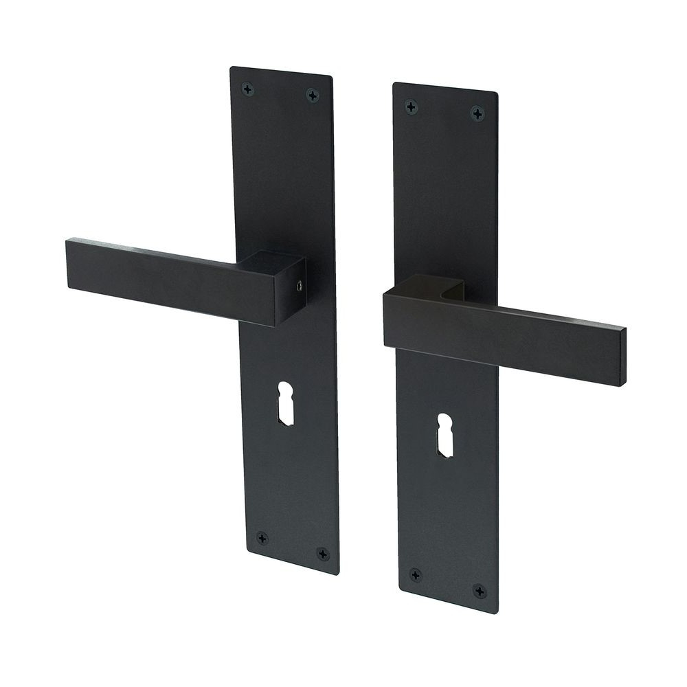 Lavuzo deurkruk Trapini Zwart - Deurklink op schild SL56 - Per set