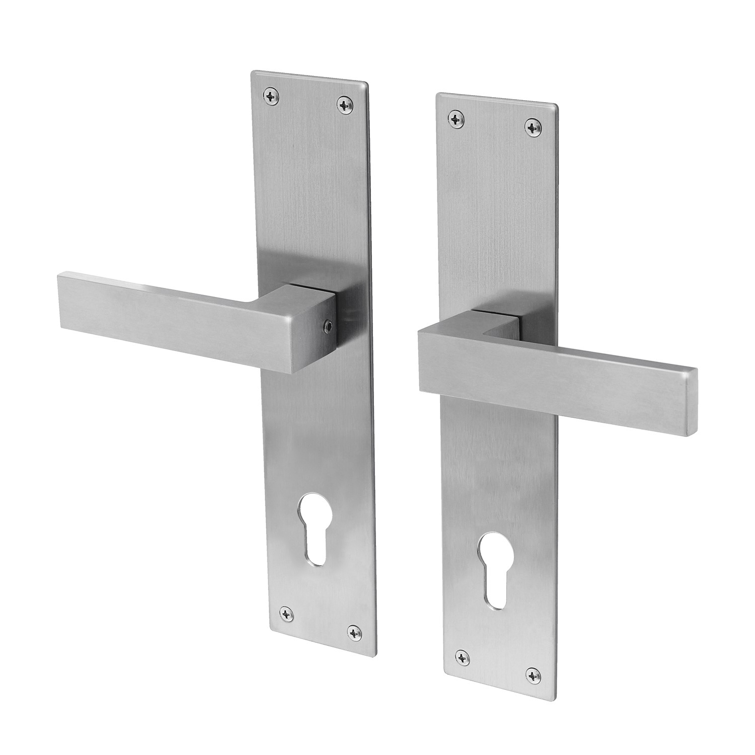 Lavuzo deurkruk Trapini RVS - Deurklink op schild PC72 - Per set
