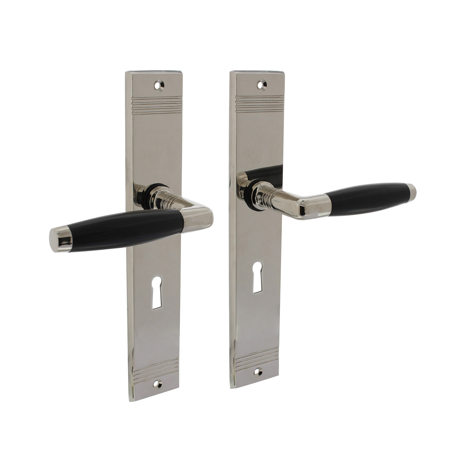 Deurkruk met schild SL56 glanzend nikkel - Per Set