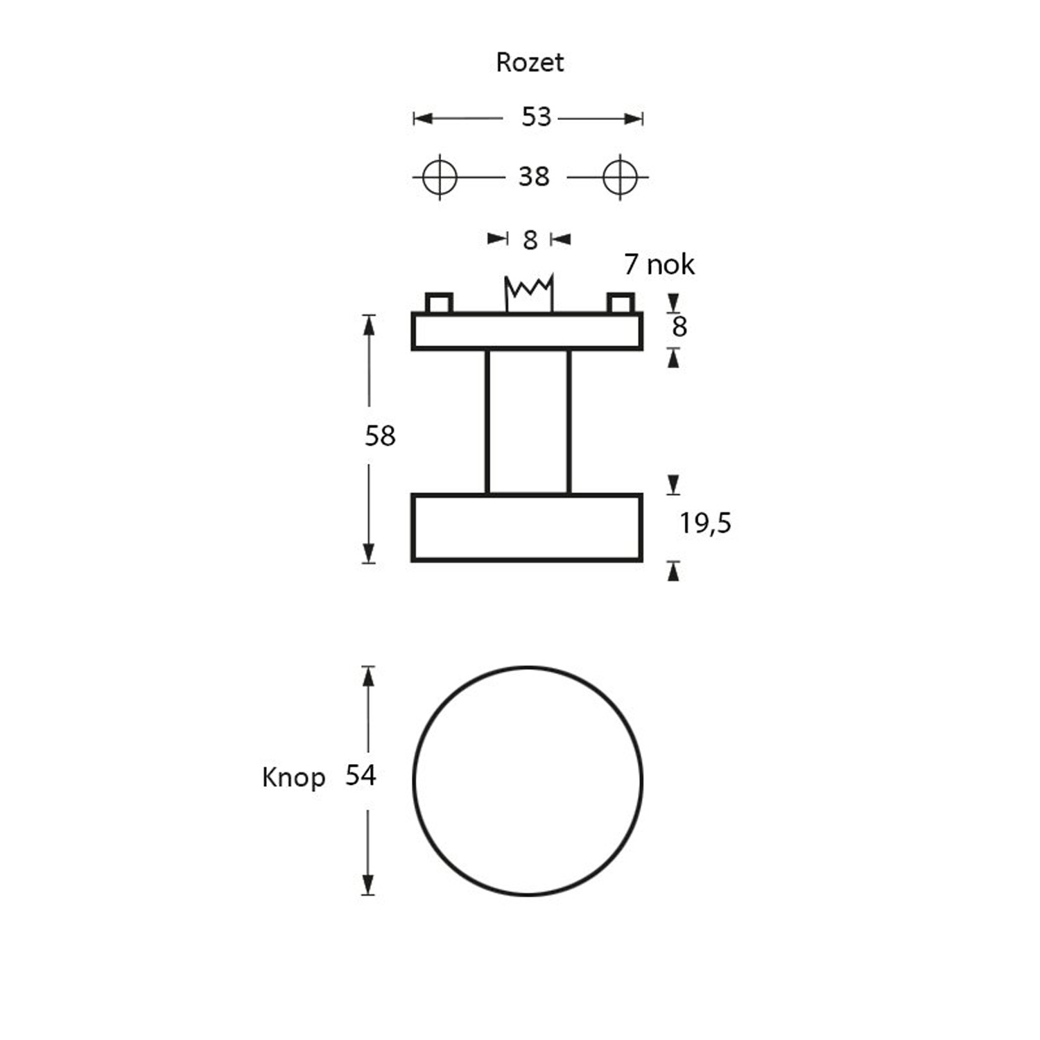 Voordeurknop Rond 54 mm RVS geborsteld - Per Stuk, foto 2 van 2