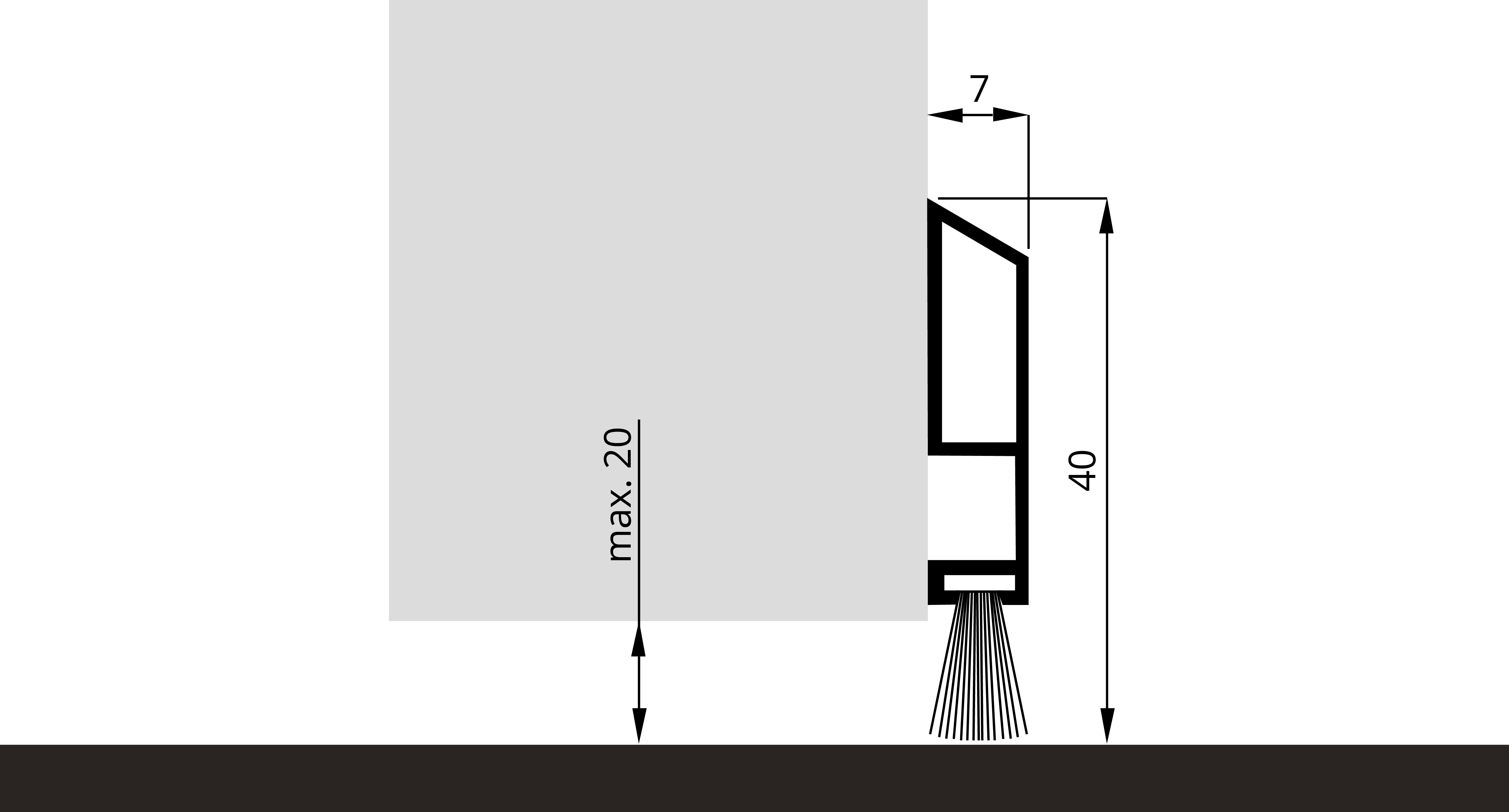 Tochtstrip Kunststof 100 cm voor Kier tot 20 mm - Per Stuk, foto 3 van 3
