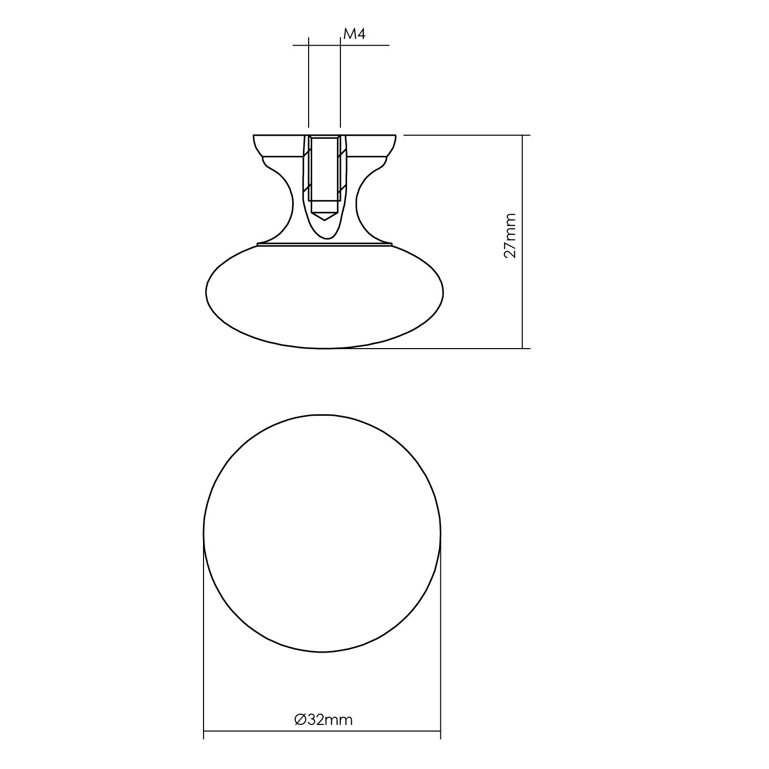 Meubelknop Zwart 32 mm Rond - Per Stuk, foto 2 van 2