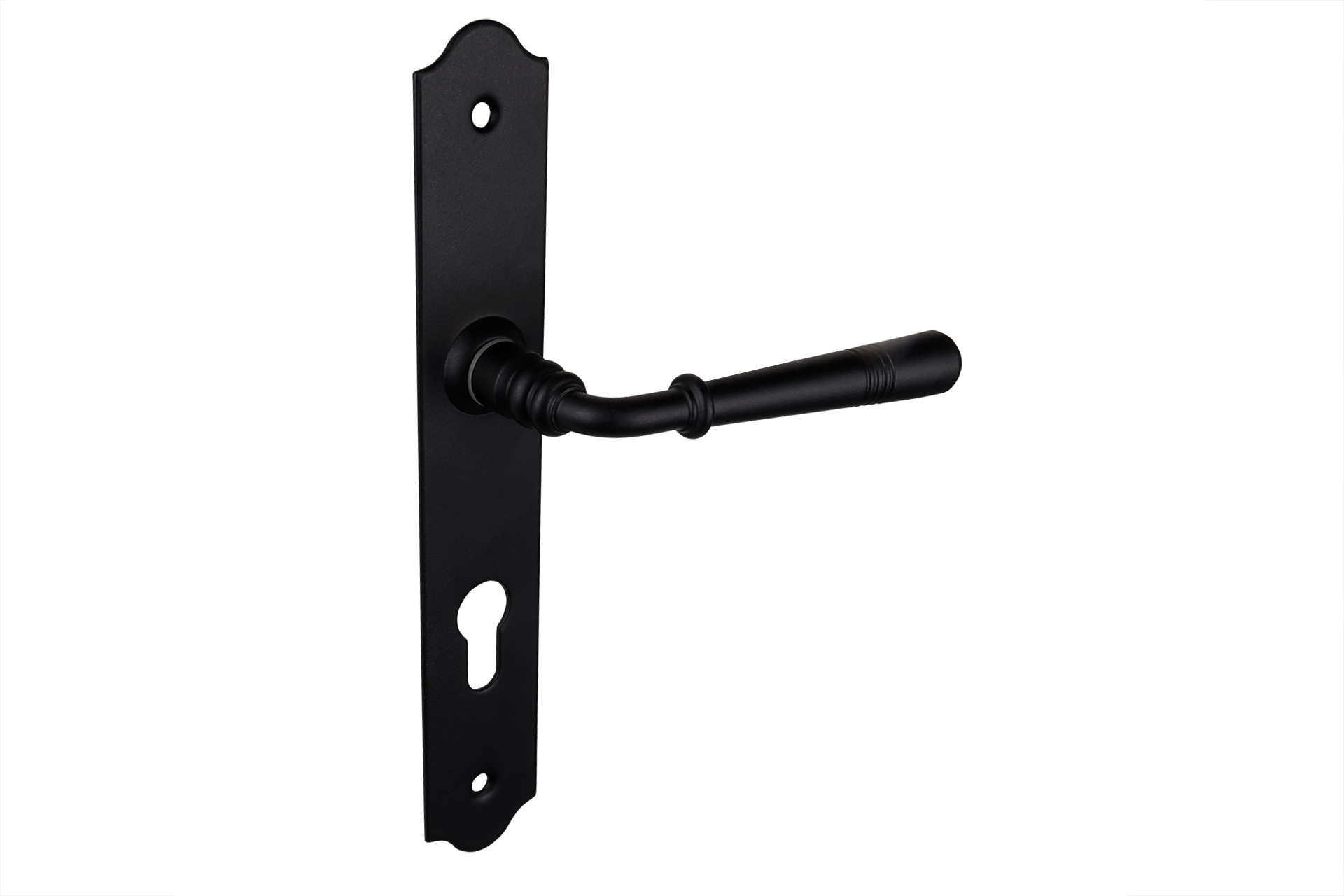Sierlijk deurbeslag op schild Zwart PC72 mm - Per Set
