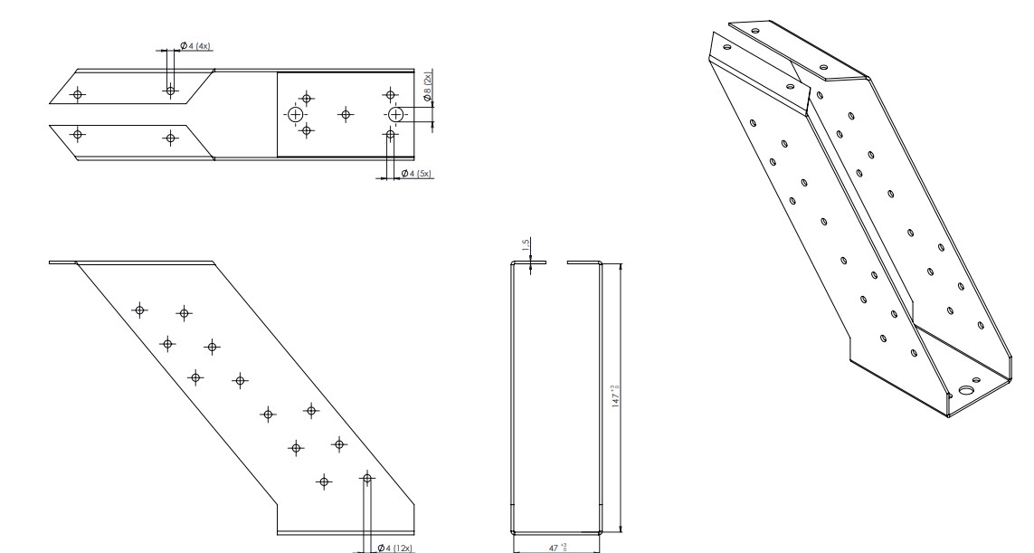 Gordinglas Verzinkt voor Balk van 4,5 x 14,5 cm - Per Stuk, foto 2 van 3