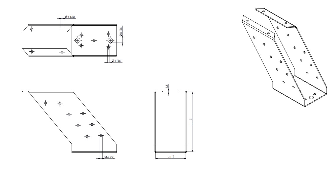Gordinglas Verzinkt voor Balk van 5 x 10 cm - Per Stuk, foto 3 van 3