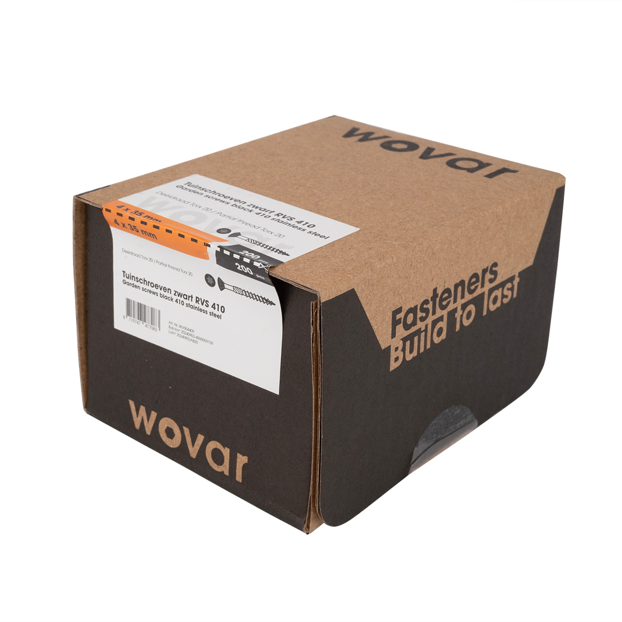 Potdekselschroeven Zwart RVS 410 4 x 35 mm Torx 20 Deeldraad - Doos 200 Stuks, foto 3 van 3