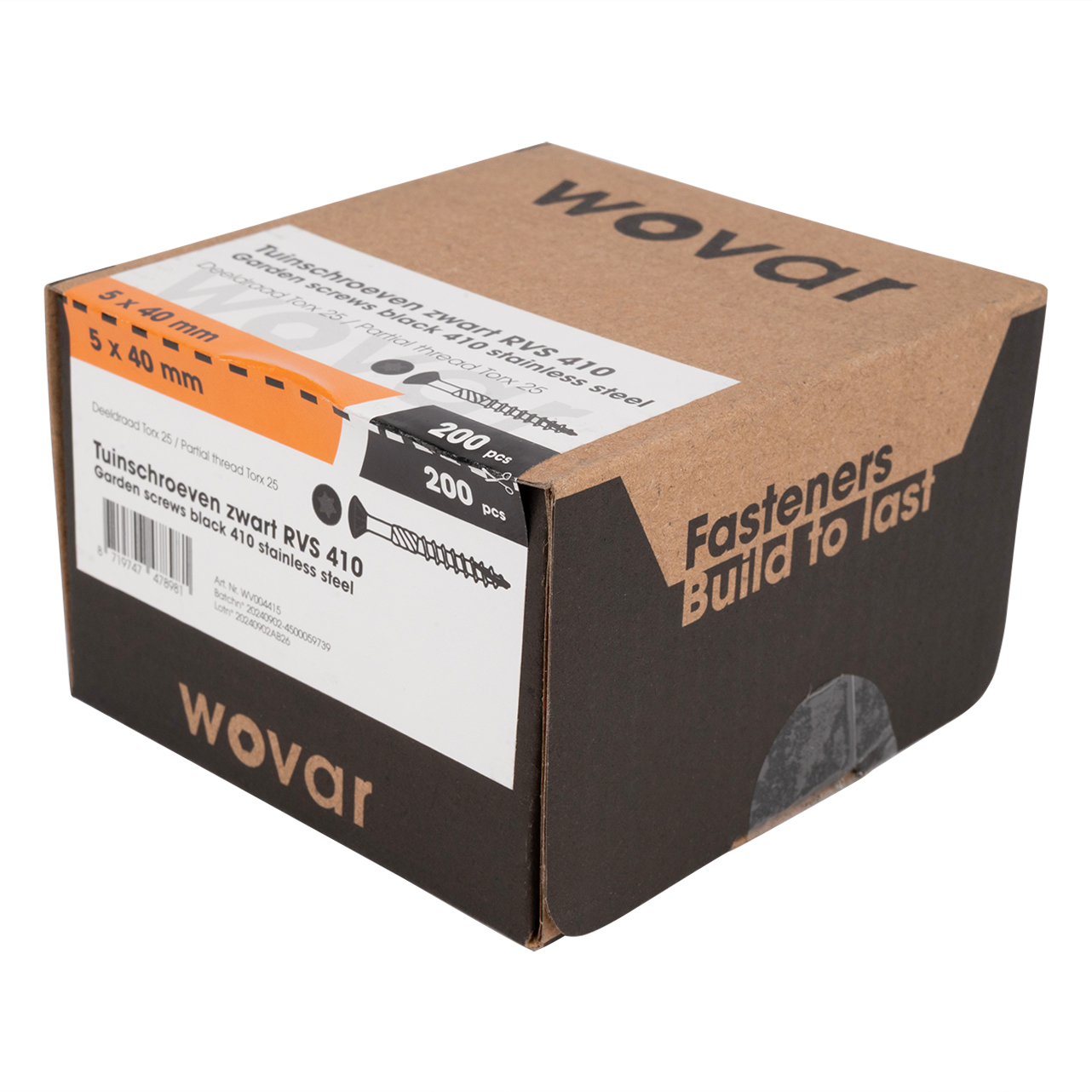 Potdekselschroeven Zwart RVS 410 5 x 40 mm Torx 25 Deeldraad - Doos 200 Stuks, foto 3 van 4