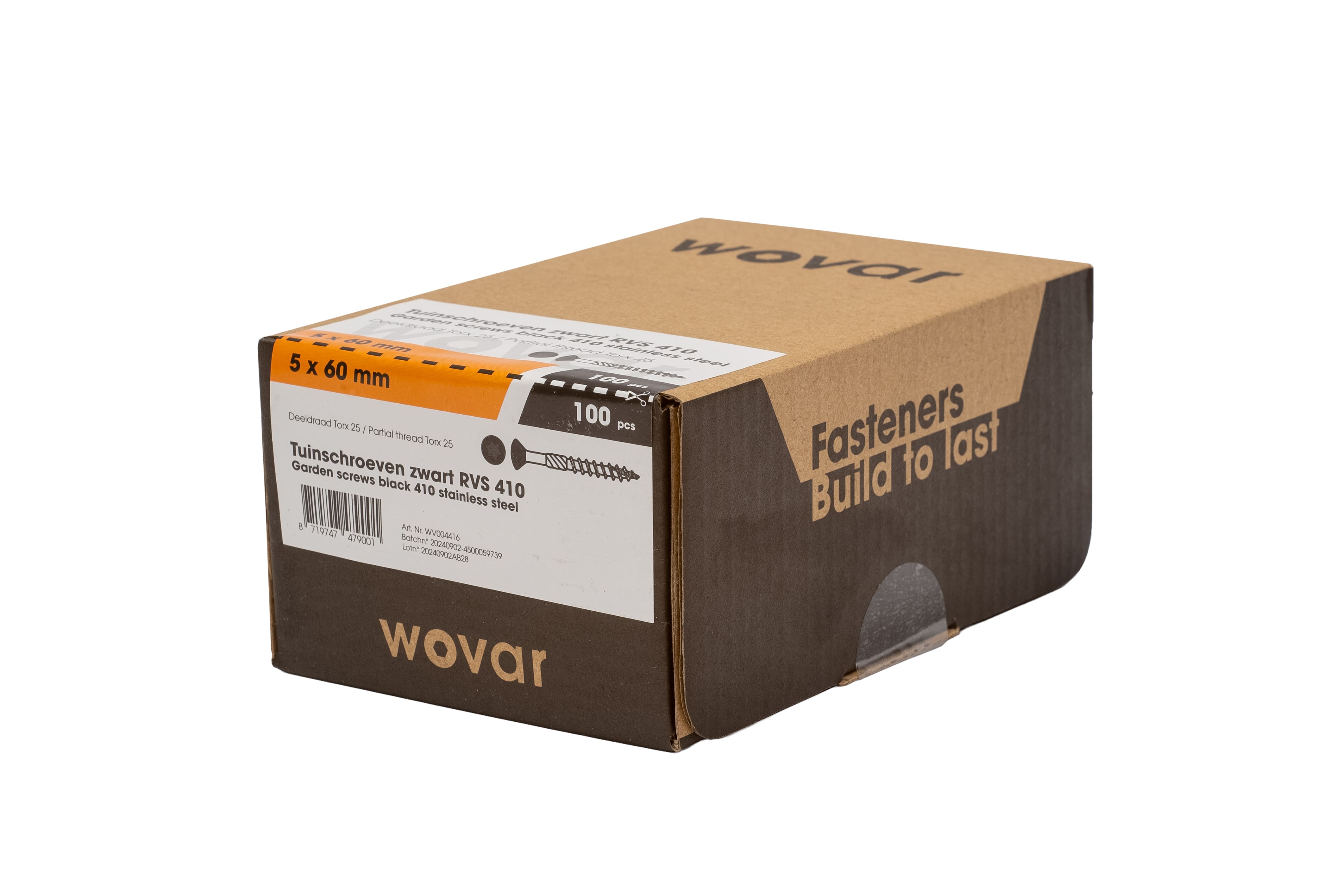 Potdekselschroeven Zwart RVS 410 5 x 60 mm Torx 25 Deeldraad - Doos 100 Stuks, foto 3 van 3
