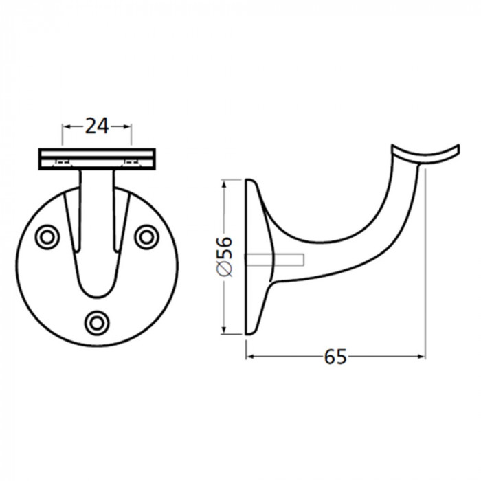 Trapleuninghouder Aluminium - Rond Model Opschroevend, foto 2 van 2