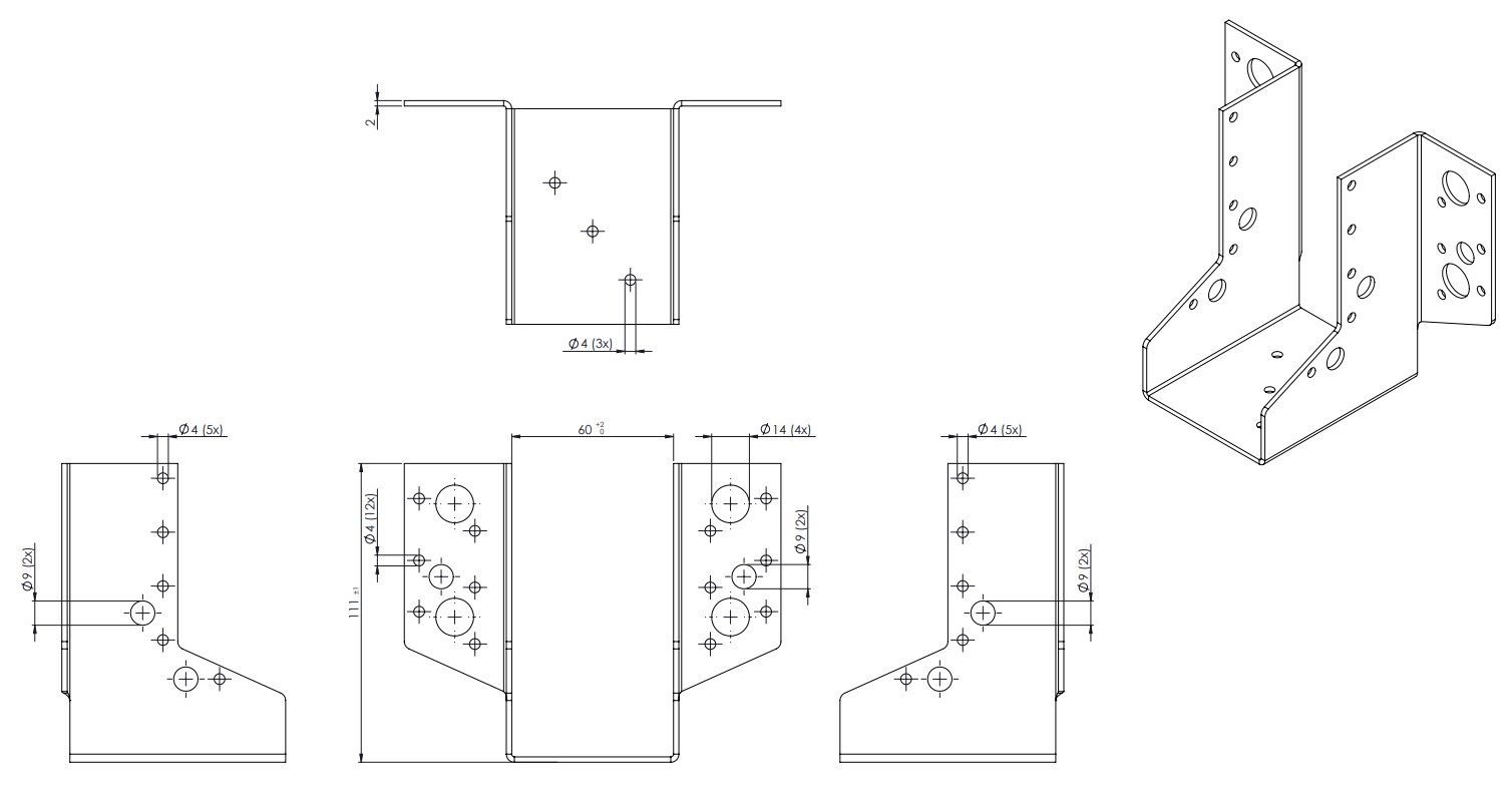 Raveeldrager Zwaar Verzinkt voor 5.8 x 12 cm Balken - Per Stuk, foto 2 van 2