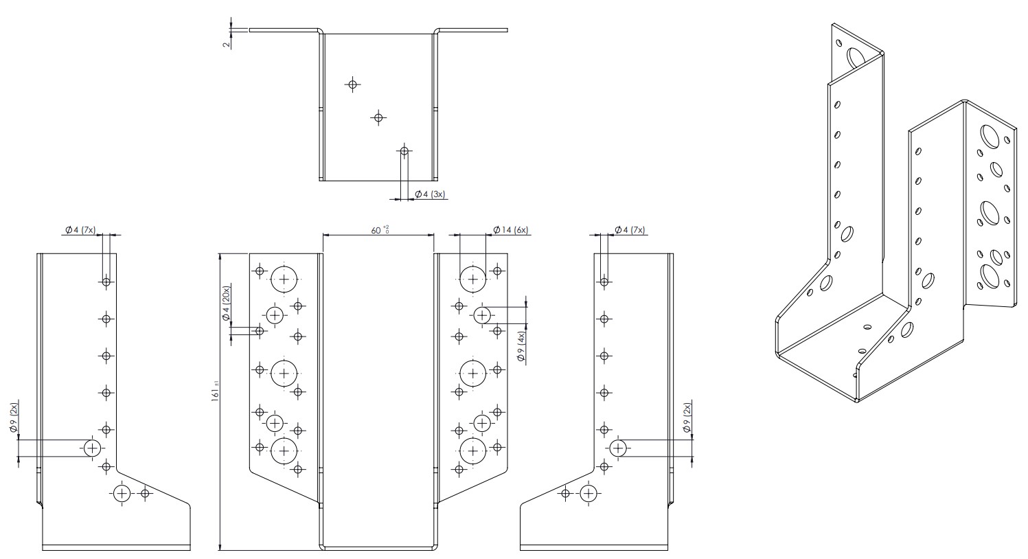 Raveeldrager Zwaar Verzinkt voor 5.8 x 19.5 cm Balken - Per Stuk, foto 2 van 2