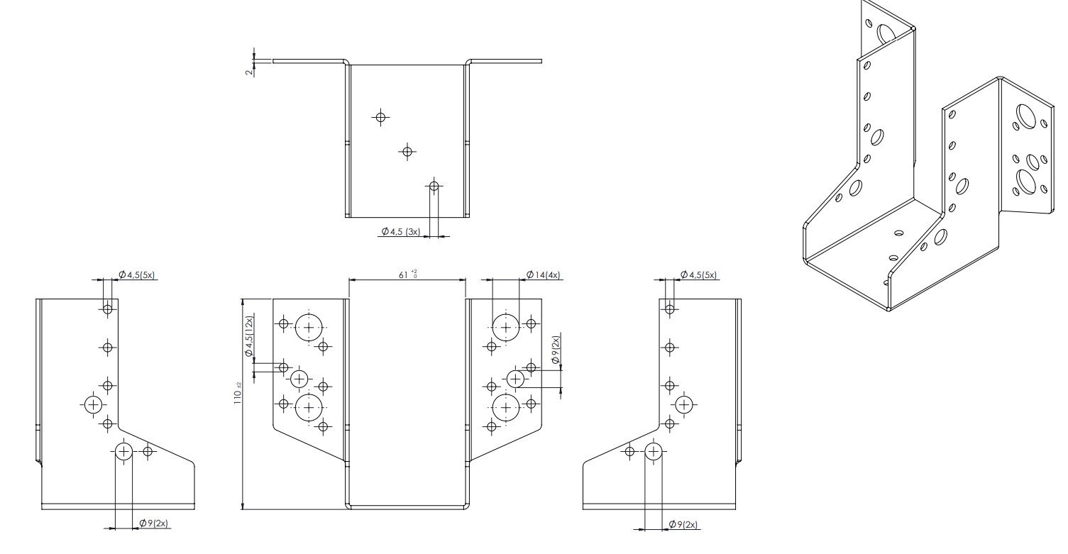 Raveeldrager Zwaar Verzinkt voor 6 x 10 cm Balken - Per Stuk, foto 2 van 2