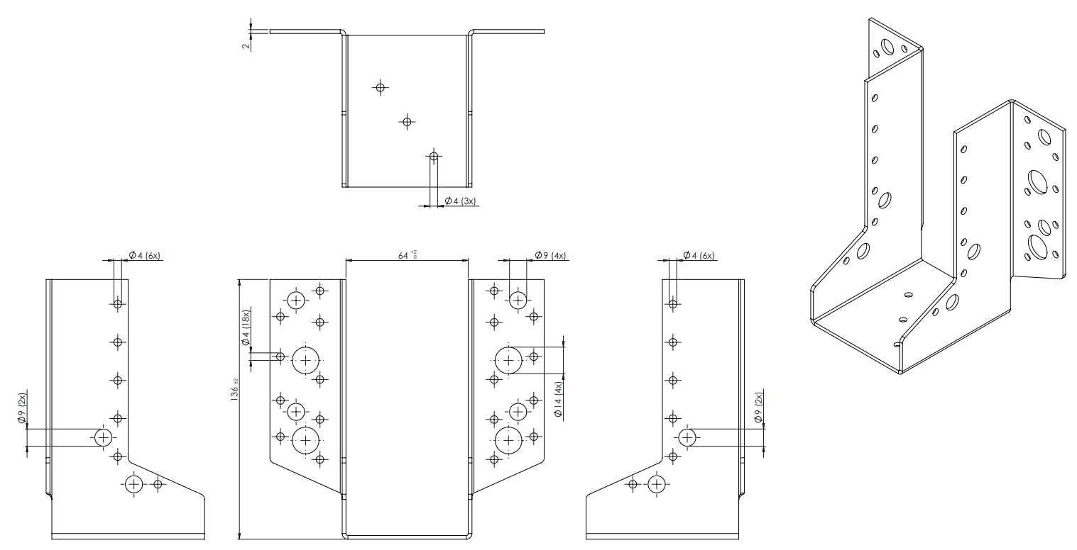 Raveeldrager Zwaar Verzinkt voor 6.3 x 15 cm Balken - Per Stuk, foto 2 van 2