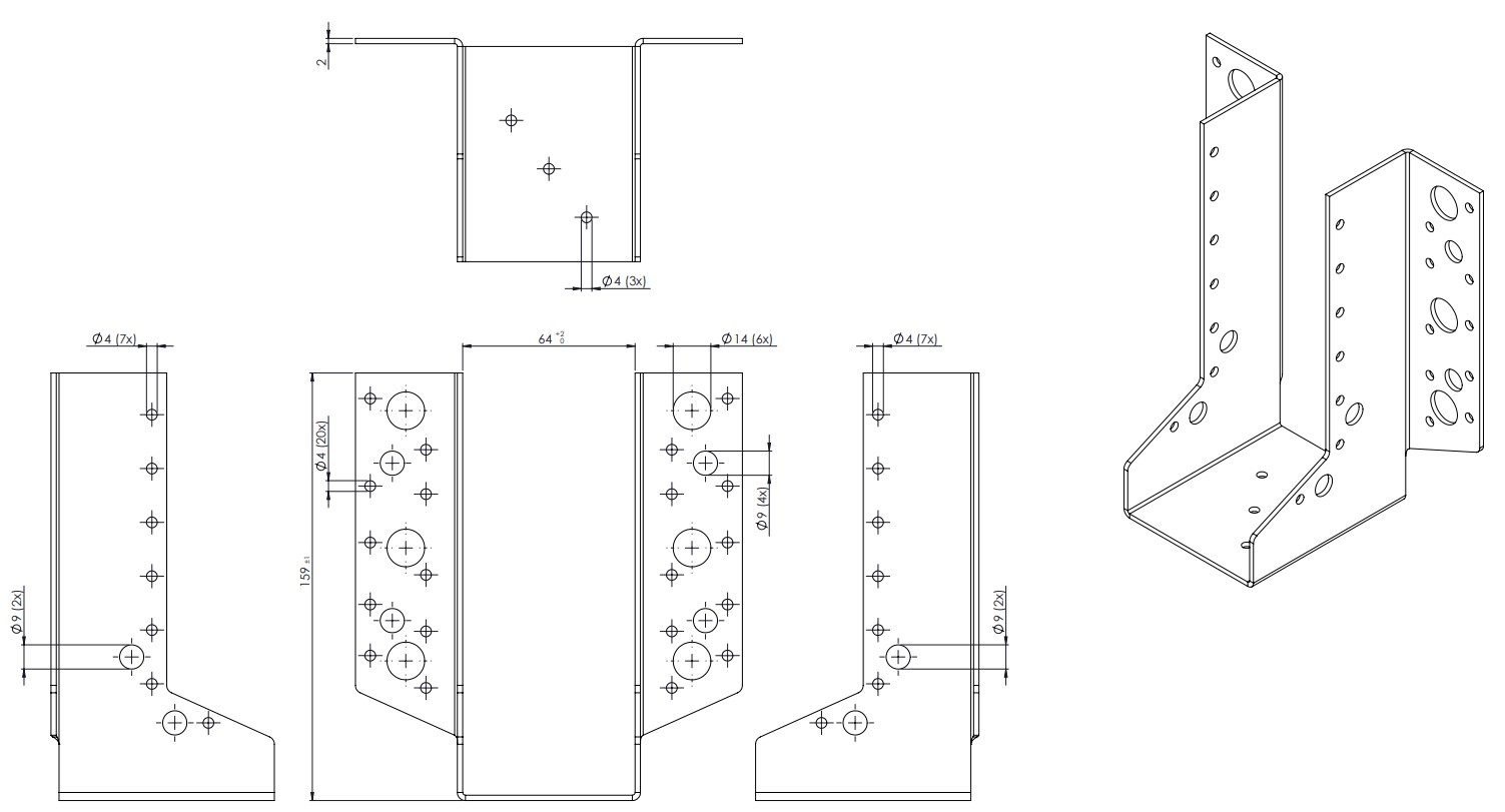 Raveeldrager Zwaar Verzinkt voor 6.3 x 17.5 cm Balken - Per Stuk, foto 2 van 2