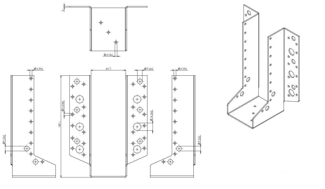 Raveeldrager Zwaar Verzinkt voor 6.3 x 20 cm Balken - Per Stuk, foto 2 van 2