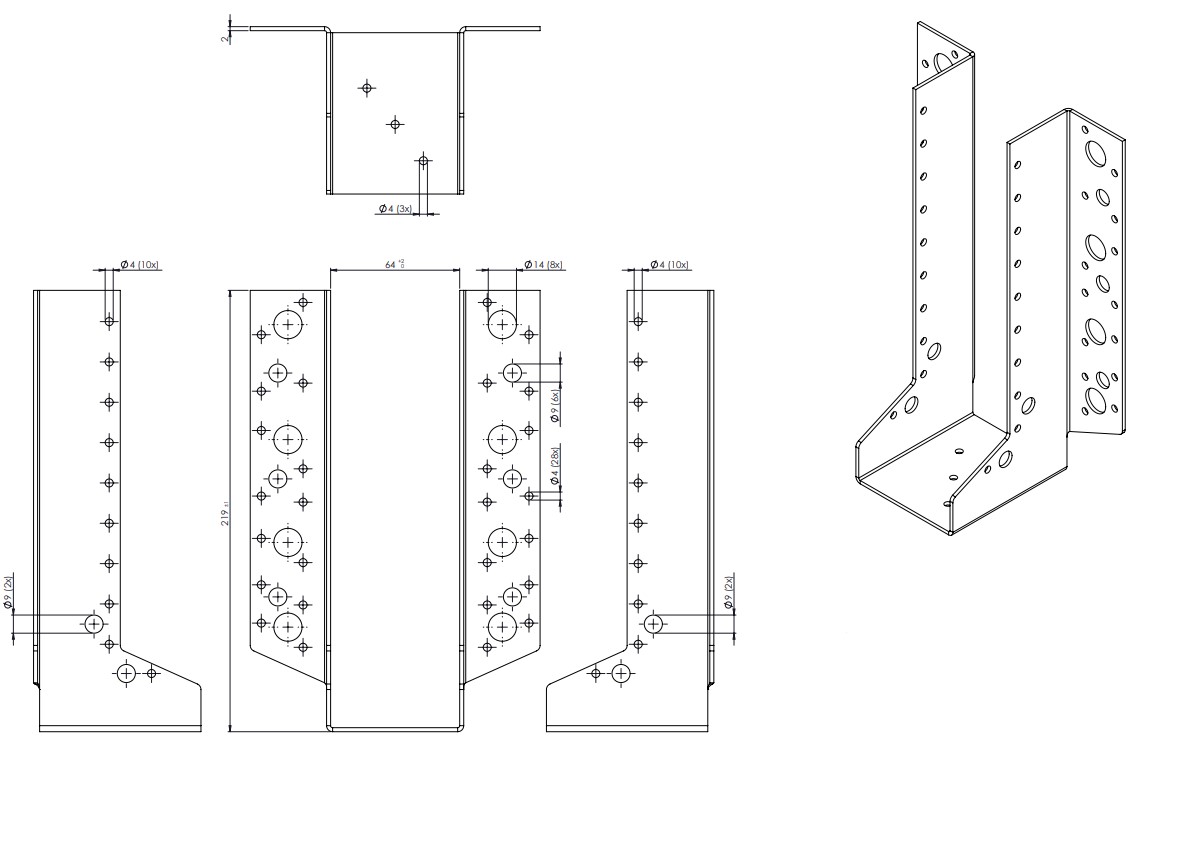 Raveeldrager Zwaar Verzinkt voor 6.3 x 22.5 cm Balken - Per Stuk, foto 2 van 2