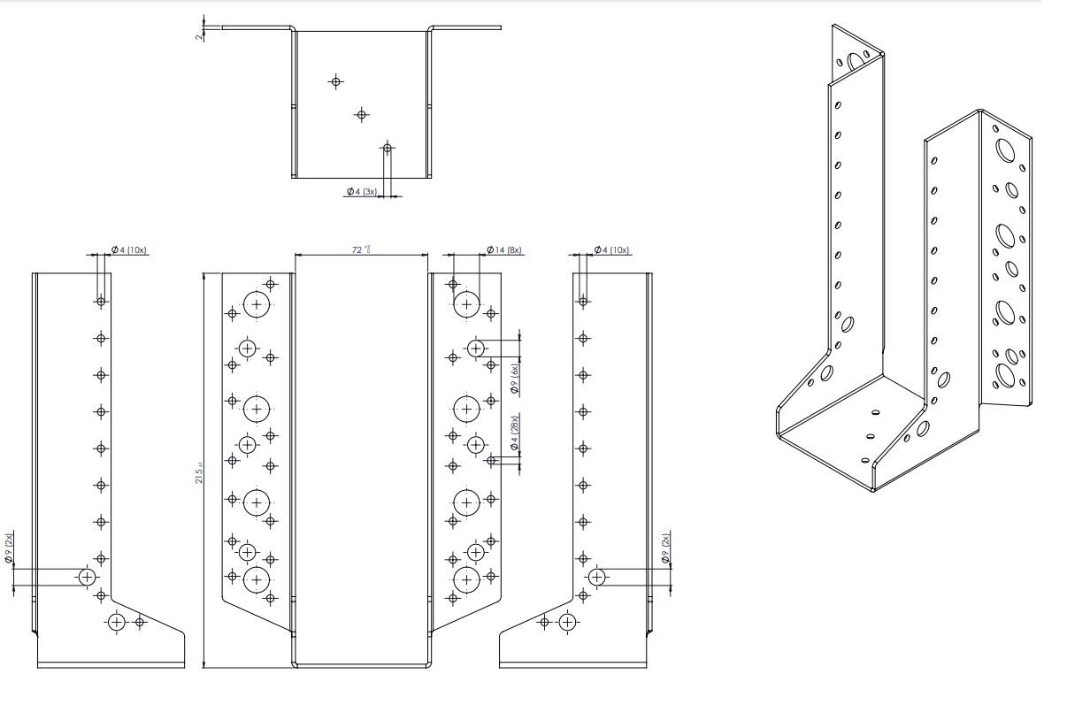 Raveeldrager Zwaar Verzinkt voor 7 x 22 cm Balken - Per Stuk, foto 2 van 2