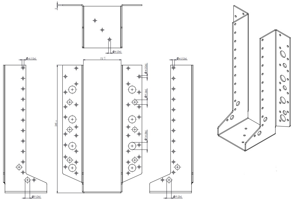 Raveeldrager Zwaar Verzinkt voor 7 x 24.5 cm Balken - Per Stuk, foto 2 van 2