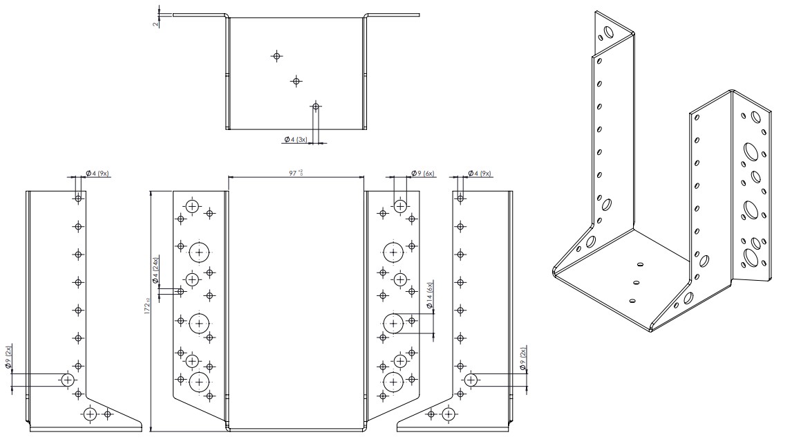 Raveeldrager Zwaar Verzinkt voor 9.5 x 19.5 cm Balken - Per Stuk, foto 2 van 2