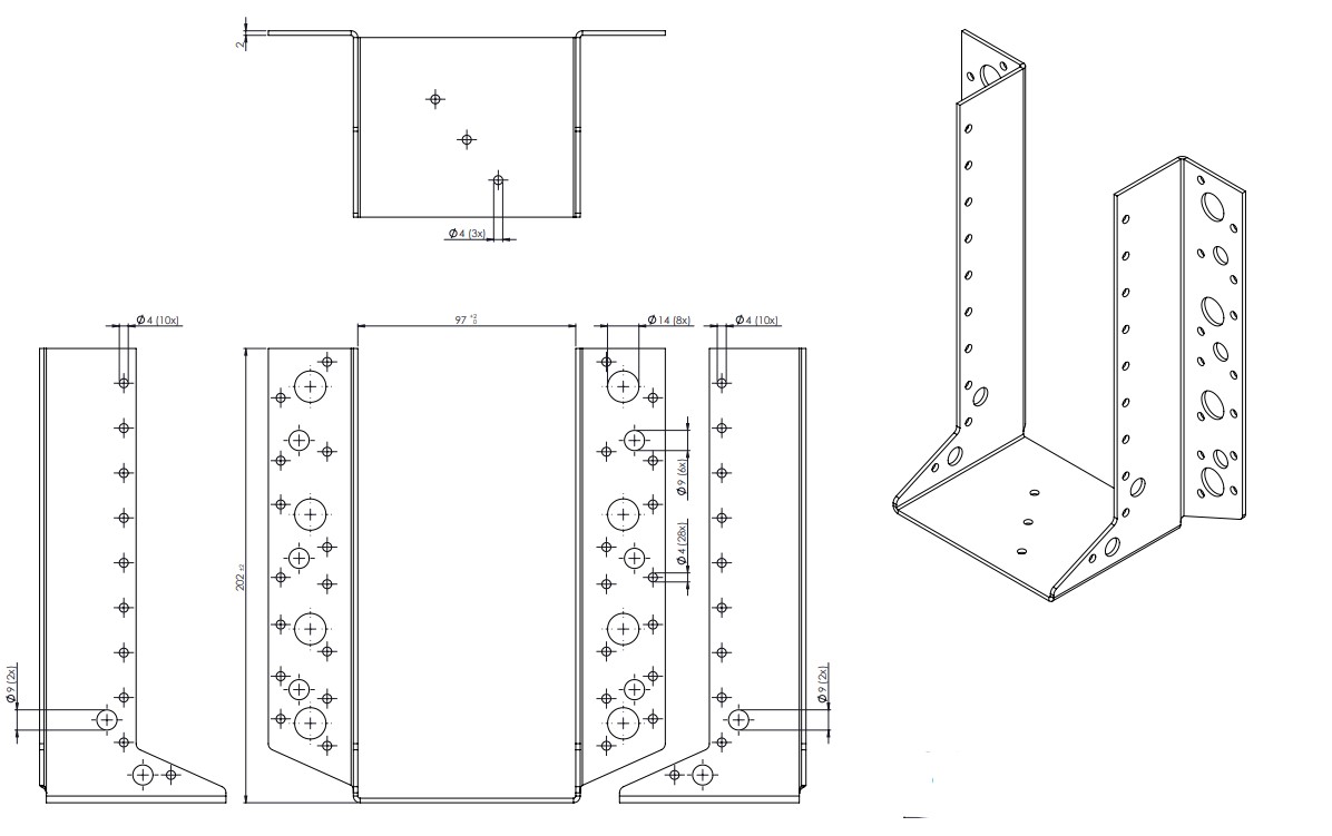 Raveeldrager Zwaar Verzinkt voor 9.5 x 22 cm Balken - Per Stuk, foto 2 van 2