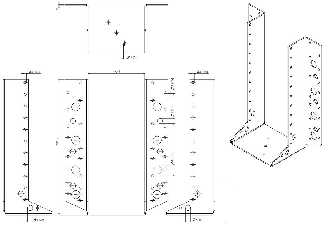 Raveeldrager Zwaar Verzinkt voor 9.5 x 24.5 cm Balken - Per Stuk, foto 2 van 2